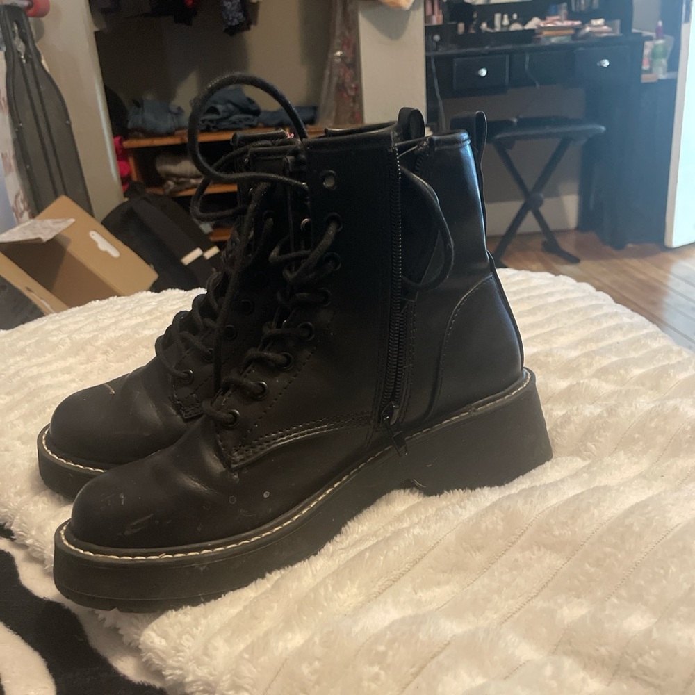 Black combat boots